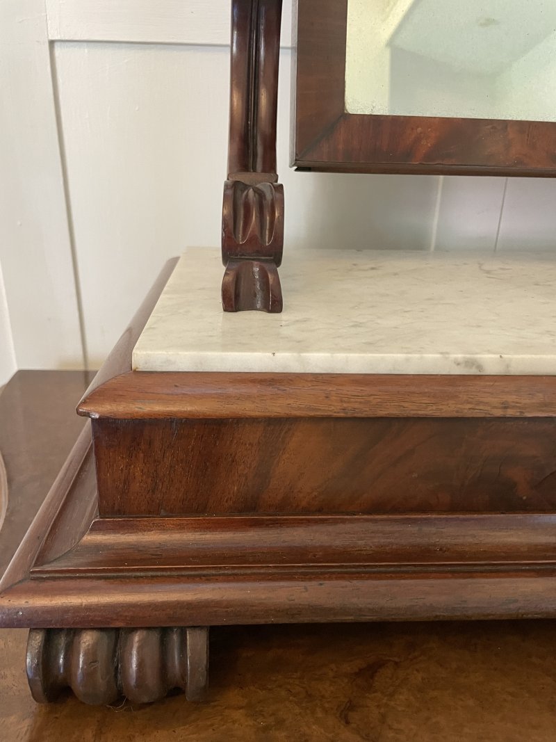 Large Antique Victorian Mahogany and Marble Topped Swing Mirror - Image 6